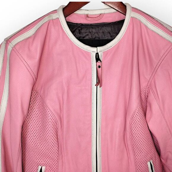 First Gear Womens Jacket Sz Small Petal Pink Faux Leather Pockets Biker Moto - Picture 4 of 16